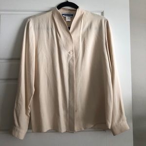 Cream 100% silk vintage blouse